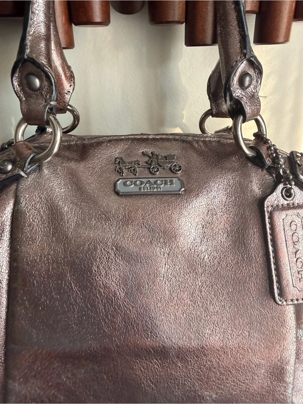 Coach Metallic Bronze Leather Satchel